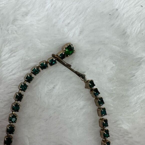 Vintage‎ Womens Green Stone Jewelry Set Bib Style Necklace with Drop Earrings - Picture 6 of 7